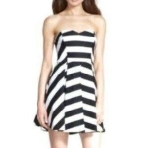 Black & White Stripe Fit-and-Flare Dress